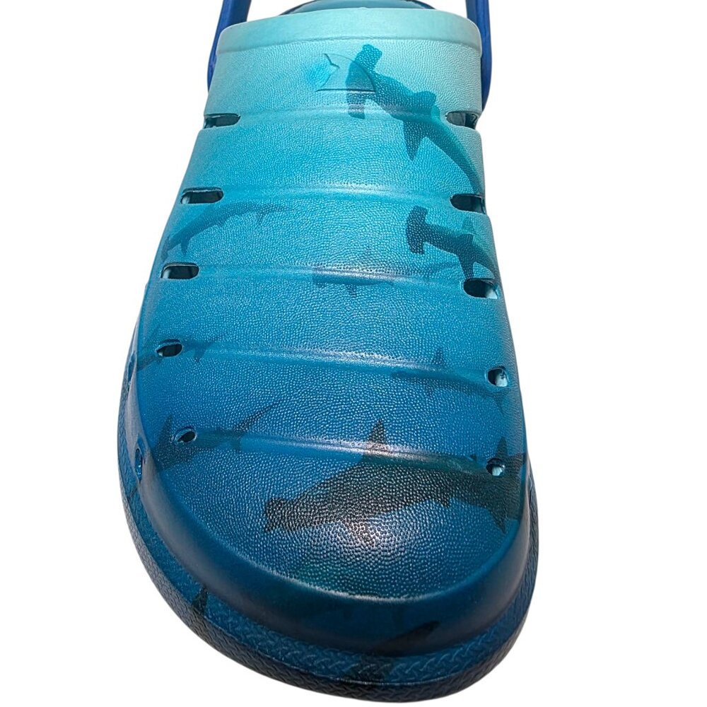 Rugged Shark Clog Sandals Discovery Shark Week Swivel Strap Mens Sizes 8-13 Blue - Picture 6 of 9